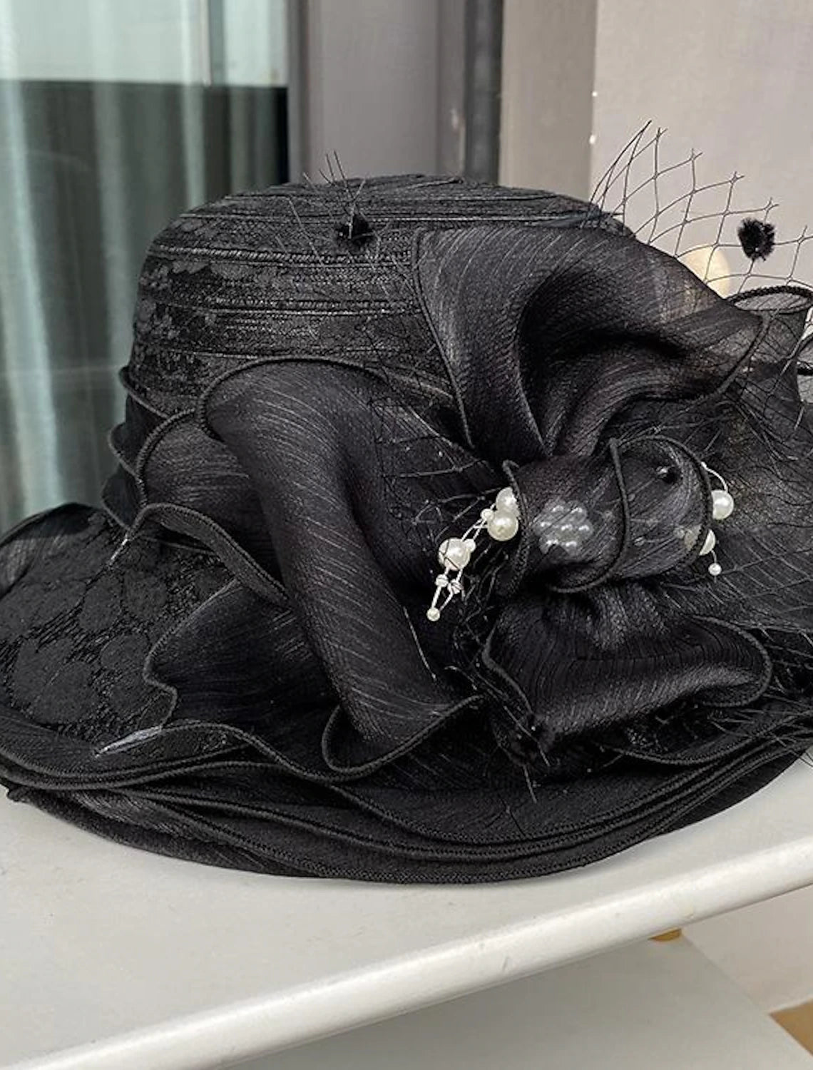 DingJiDress Fascinators Hats Headwear Polyester Straw Hat Casual Holiday Elegant Vintage With Feather Faux Pearl Headpiece Headwear