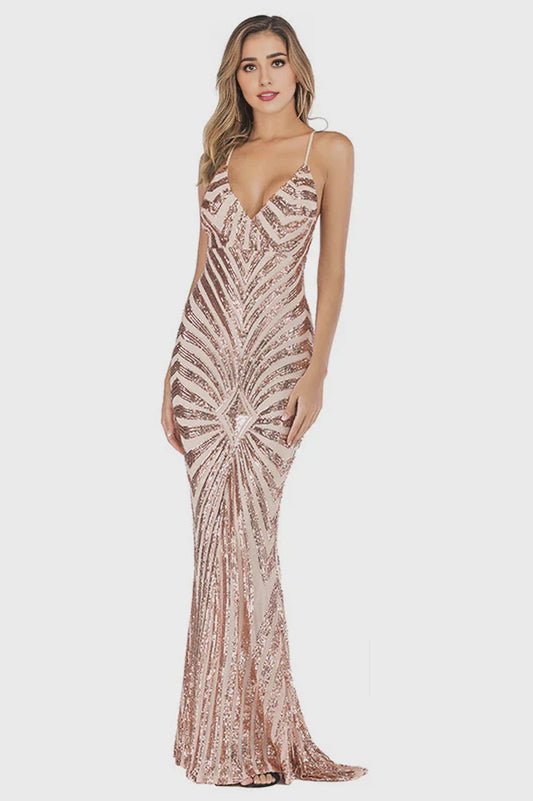 DingJiDress Mermaid Spaghetti Strap V-neck Sequined Sexy Sparkle Prom Dress