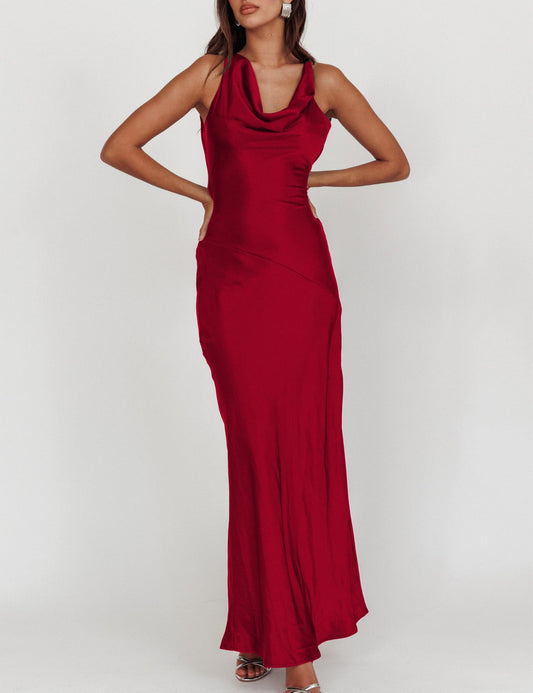 DingJiDress Bridesmaid Dresses Cowl Neck Sleeveless Backless Open Back Tie Back Formal Wear Dresses