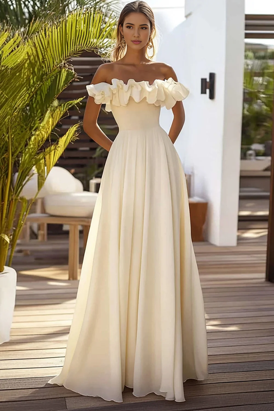 DingJiDress High Quality Dress Elegant Off The Shoulder A Line Long With Ruffles Exquisite Prom Dress
