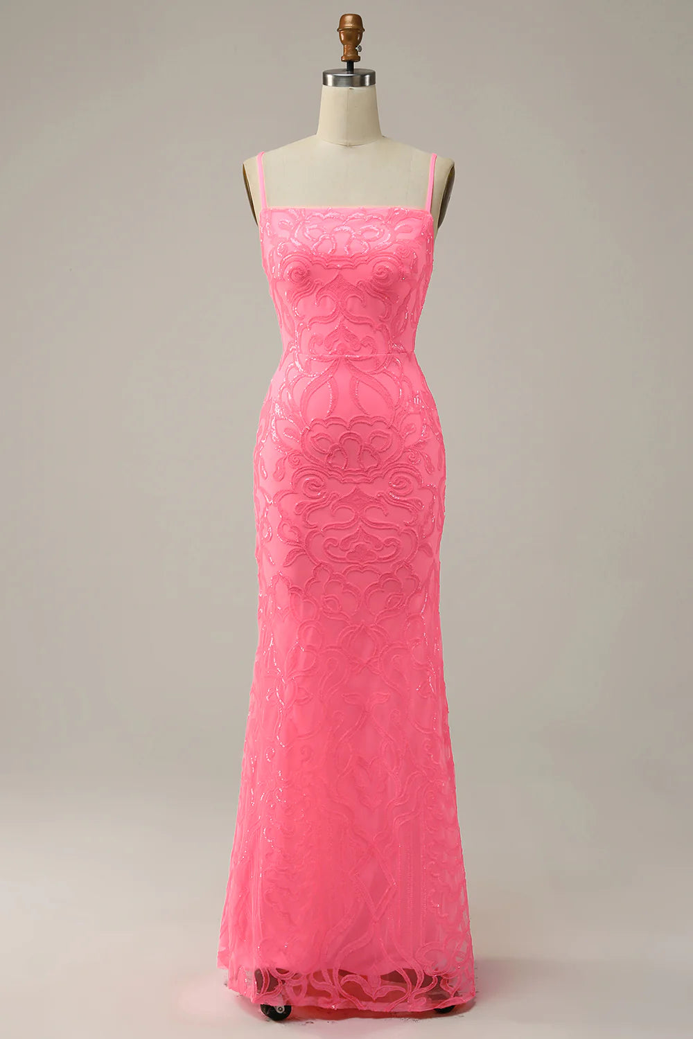 DingJiDress Blush Sheath Glitter Prom Dress with Sequins