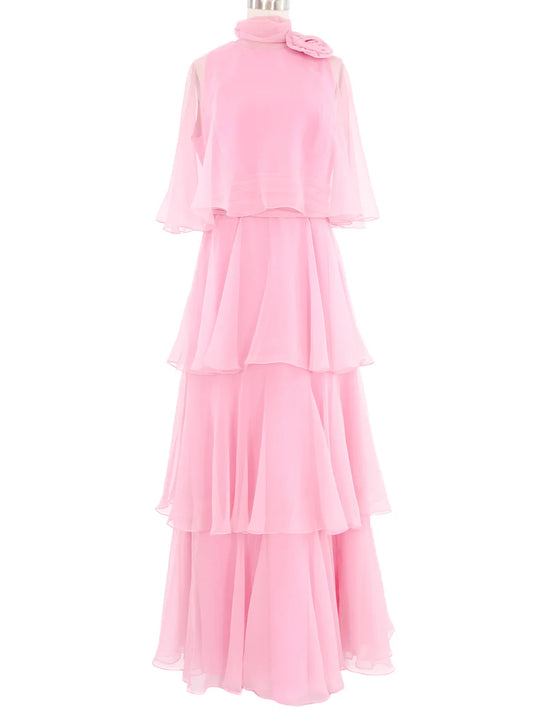DingJiDress A Line Ruched Tiered Chiffon Fantastic Fashion Elegant Prom Dress