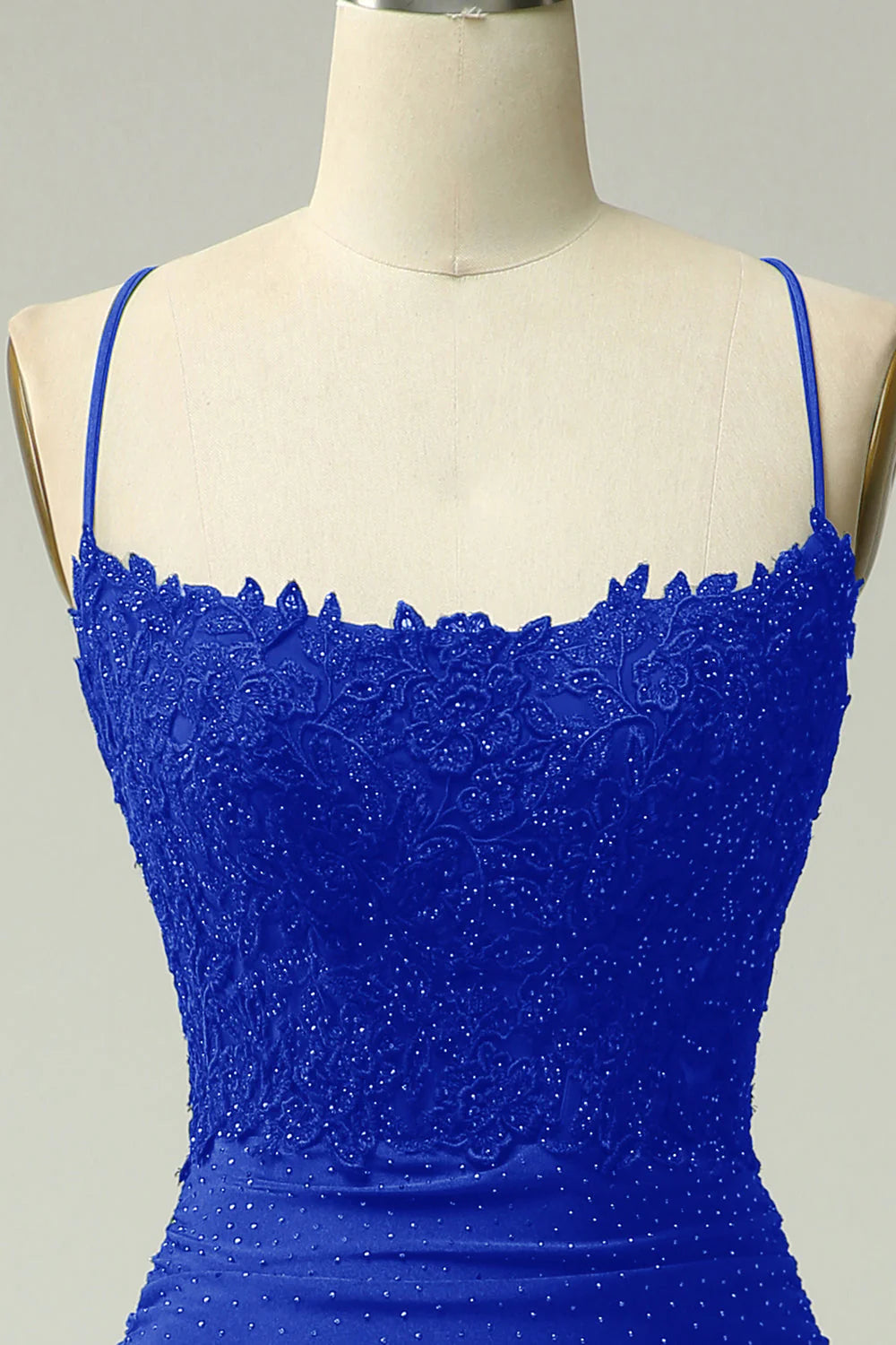 DingJiDress Trendy Mermaid Halter Neck Royal Blue Long Prom Dress with Appliques Beading