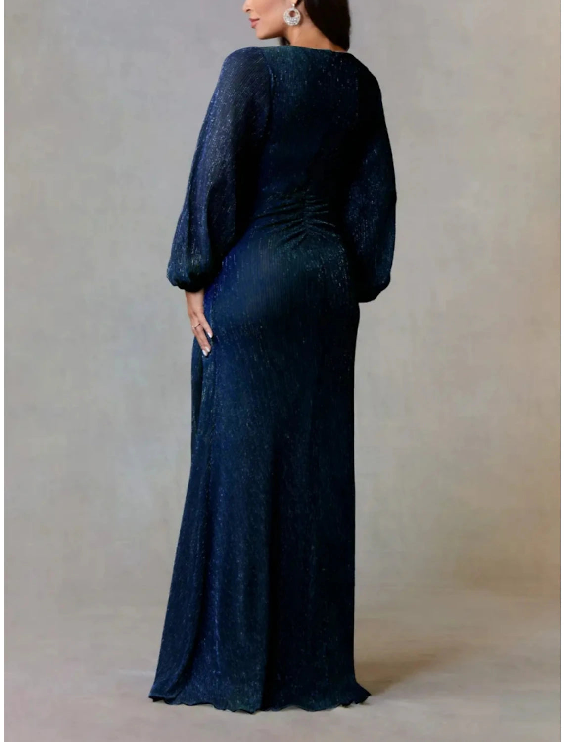 A-Line Mother of the Bride Dress Wedding Guest Simple Elegant V Neck Floor Length Chiffon Long Sleeve with Ruching