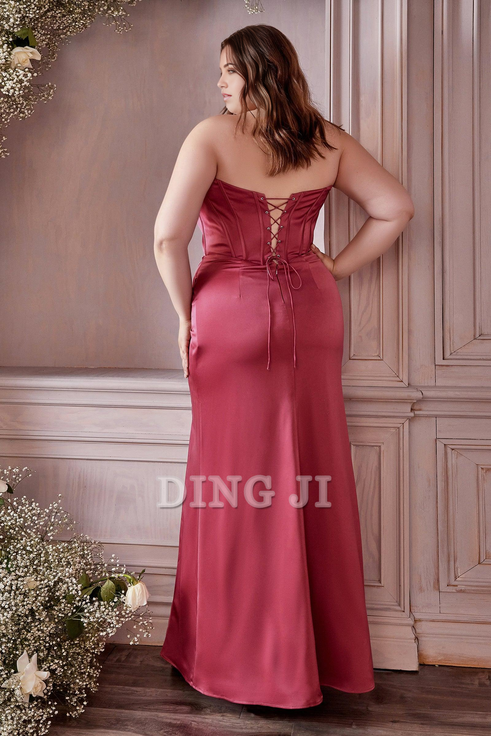 DingJiDress Bridesmaid Dresses Elegant Pleated Off Shoulder Side Fork High Quality Dresses Plus Size Dress Wedding Guests Dresses