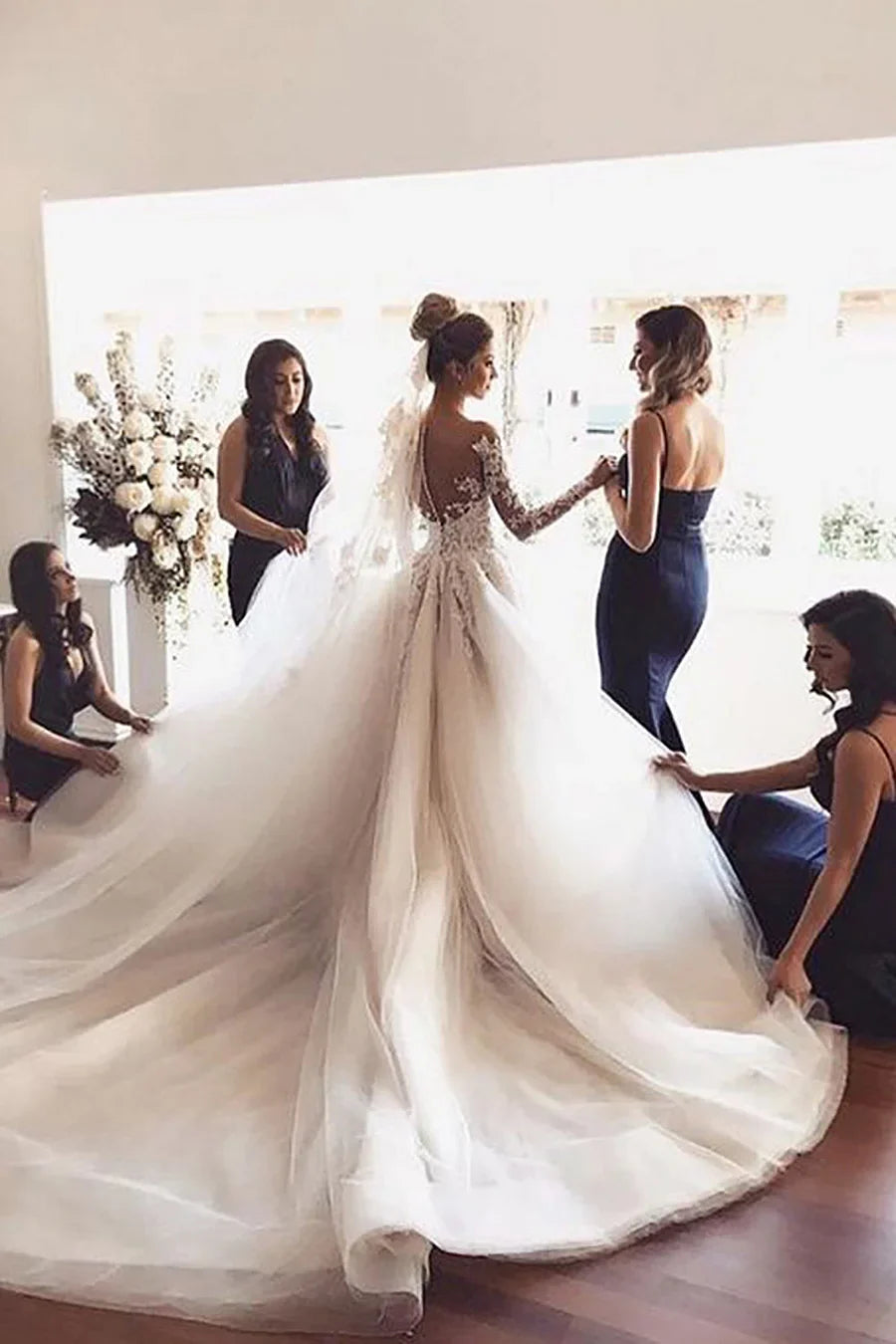 Elegant Navy Mermaid Spaghetti Straps Sweetheart Neckline Sleeveless Backless Low cost Floor Length Bridesmaid Dresses