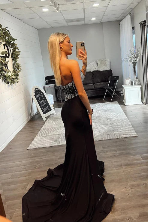 DingJiDress One Shoulder Satin Long Prom Dresses Black Evening Dress