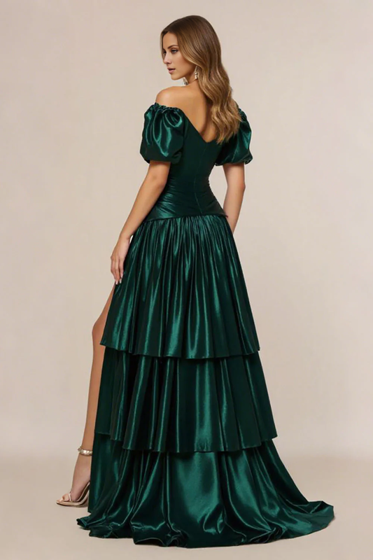 DingJiDress High Quality Dress A Line Sweetheart Off The Shoulder Pleated Tiers Fashion With Slit Long Prom Dress
