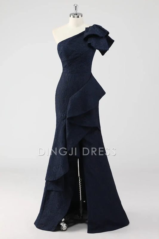 DingJiDress High Quality Dress Mermaid One Shoulder With Ruffles Fashion Long Prom Dress