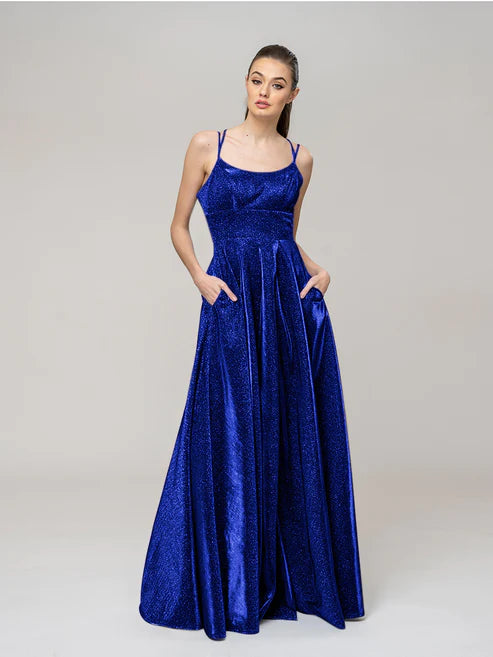 DingJiDress Floor Length Strappy A Line Formal Dresses With Pockets