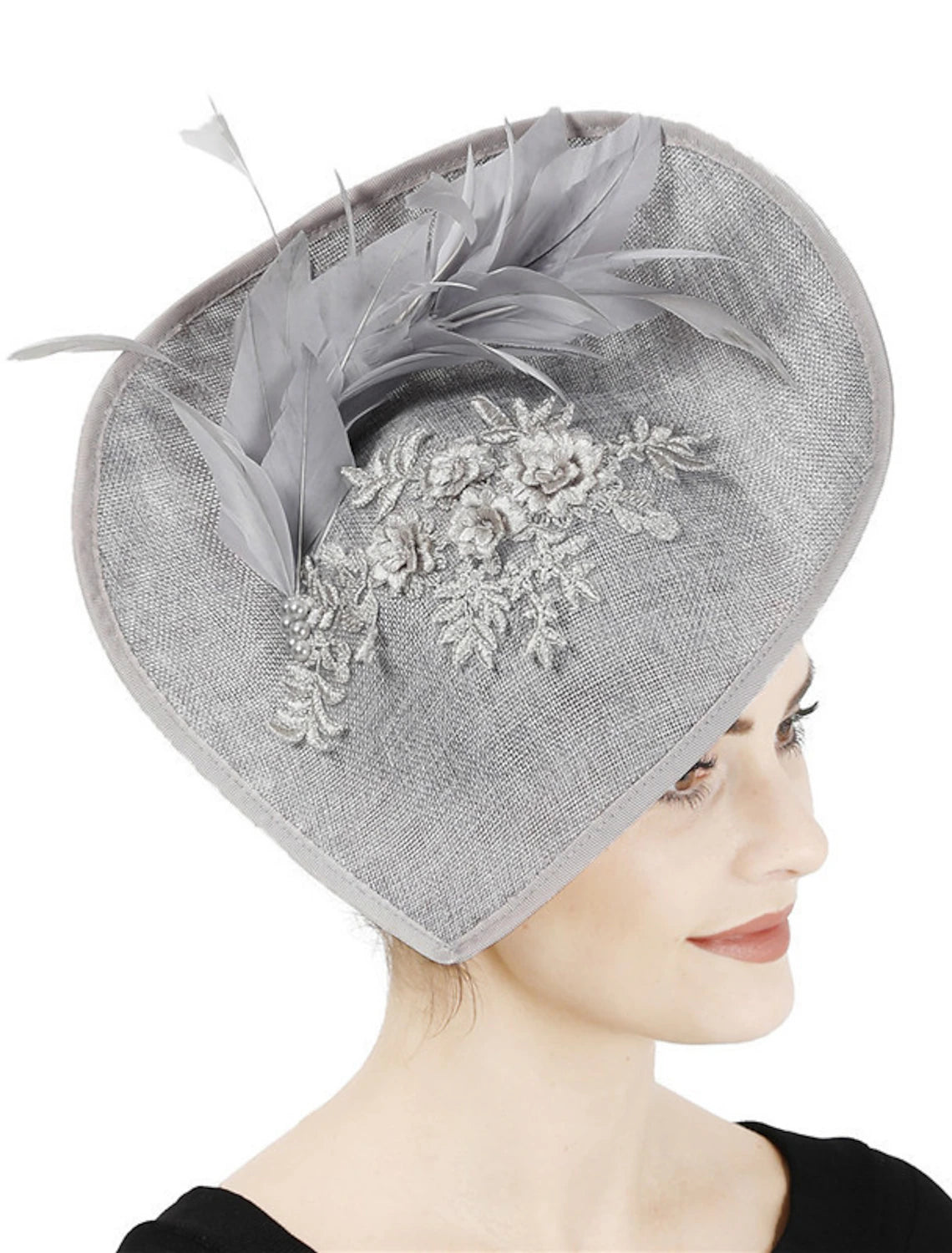 DingJiDress Fascinators Hats Headpiece Sinamay Formal Wedding Kentucky Derby Horse Race Church Glam Retro Elegant With Feather Headpiece Headwear