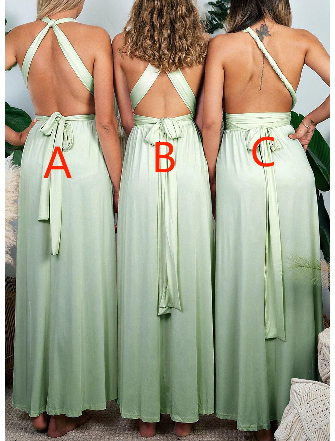 Sheath / Column Bridesmaid Dress Halter Sleeveless Convertible Ankle Length Spandex with Pleats
