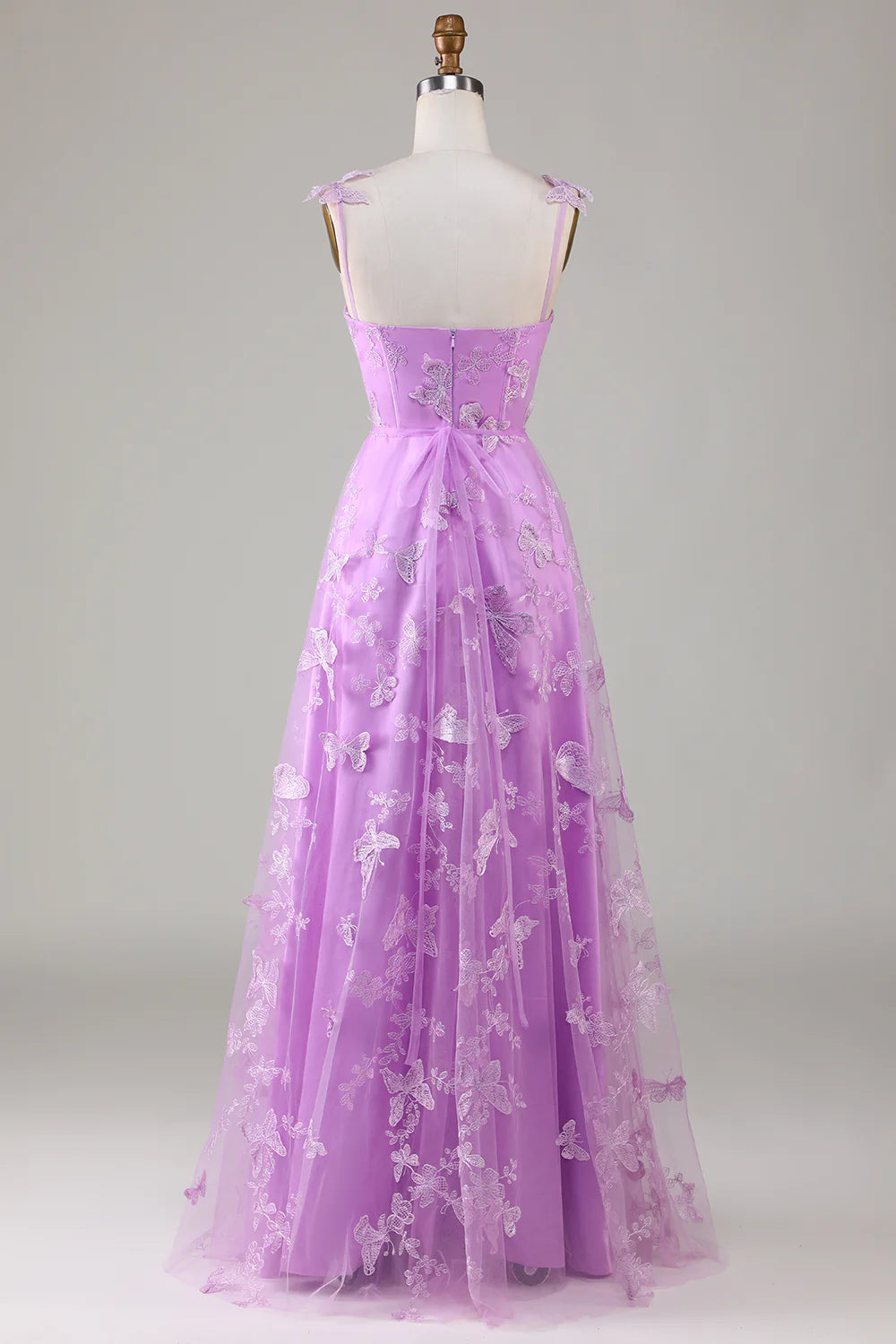 DingJiDress Green Corset Long Tulle Prom Dress with 3D Butterflies