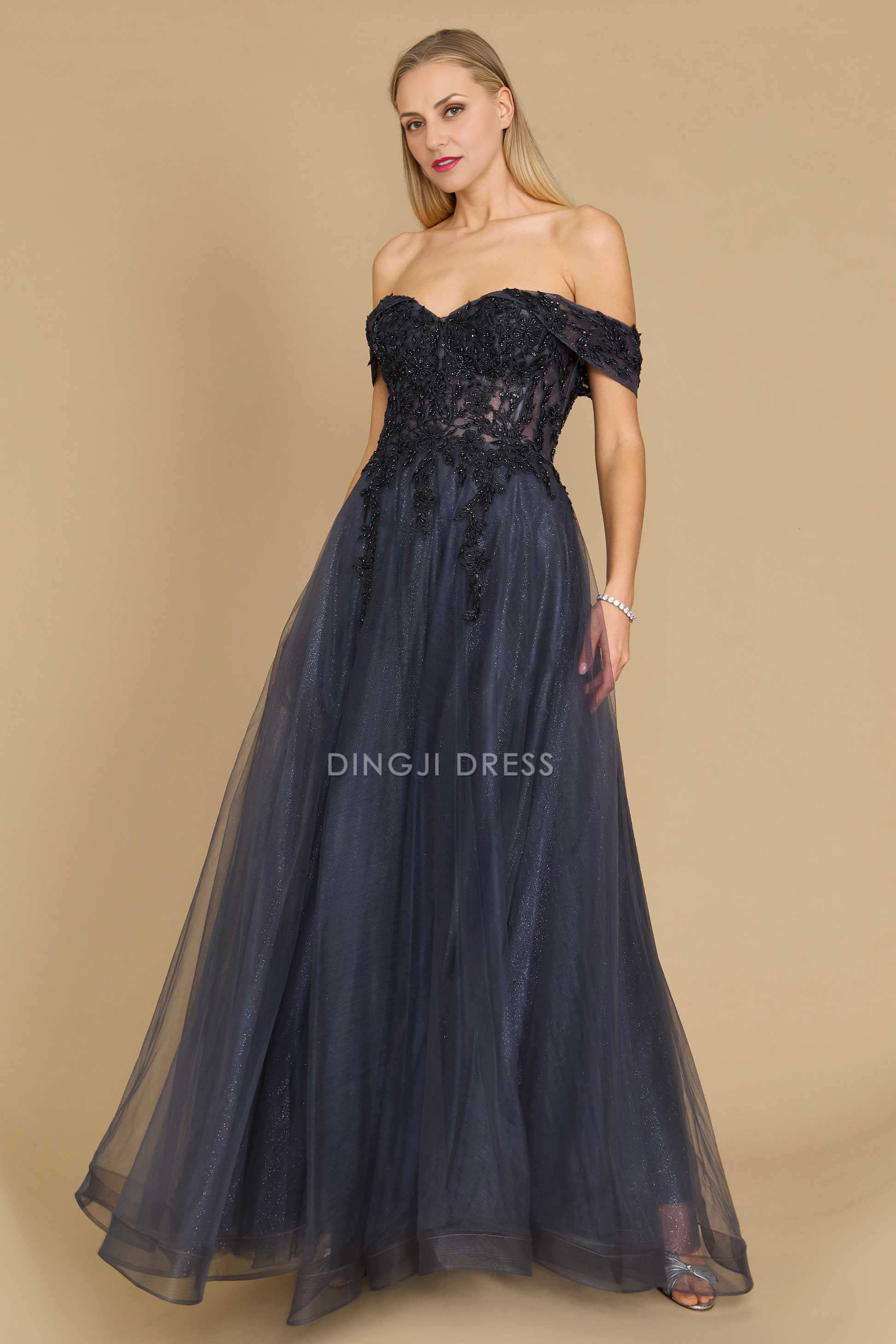 DingJiDress Evening Dress Gorgeous A Line Off Shoulder Sweetheart Neckline Sparkling Elegant Long Mother Of The Bride Dress