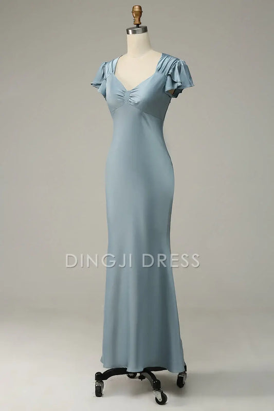 DingJiDress High Quality Dress Elegant Mermaid Flowing Short Sleeve Simple With Ruffles Prom Dress