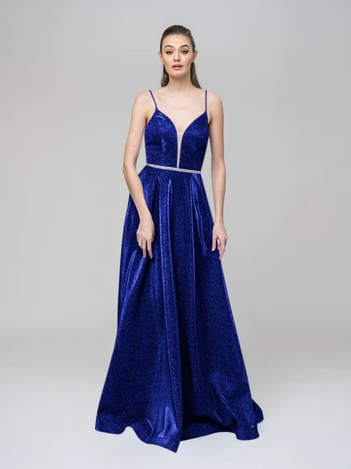DingJiDress Plunging V Neck Criss Cross Back A Line Prom Dresses