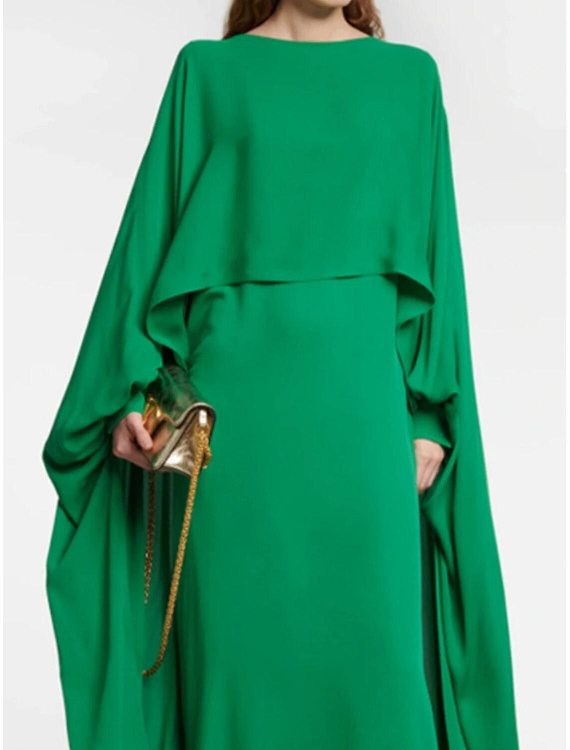 A-Line Evening Gown Elegant Dress Formal Floor Length Long Sleeve Jewel Neck Chiffon with Pleats