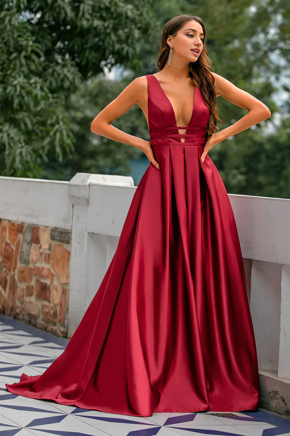 DingJiDress High Quality Dress Charming Deep V Neck Backless Sexy Sweep Train Prom Dress