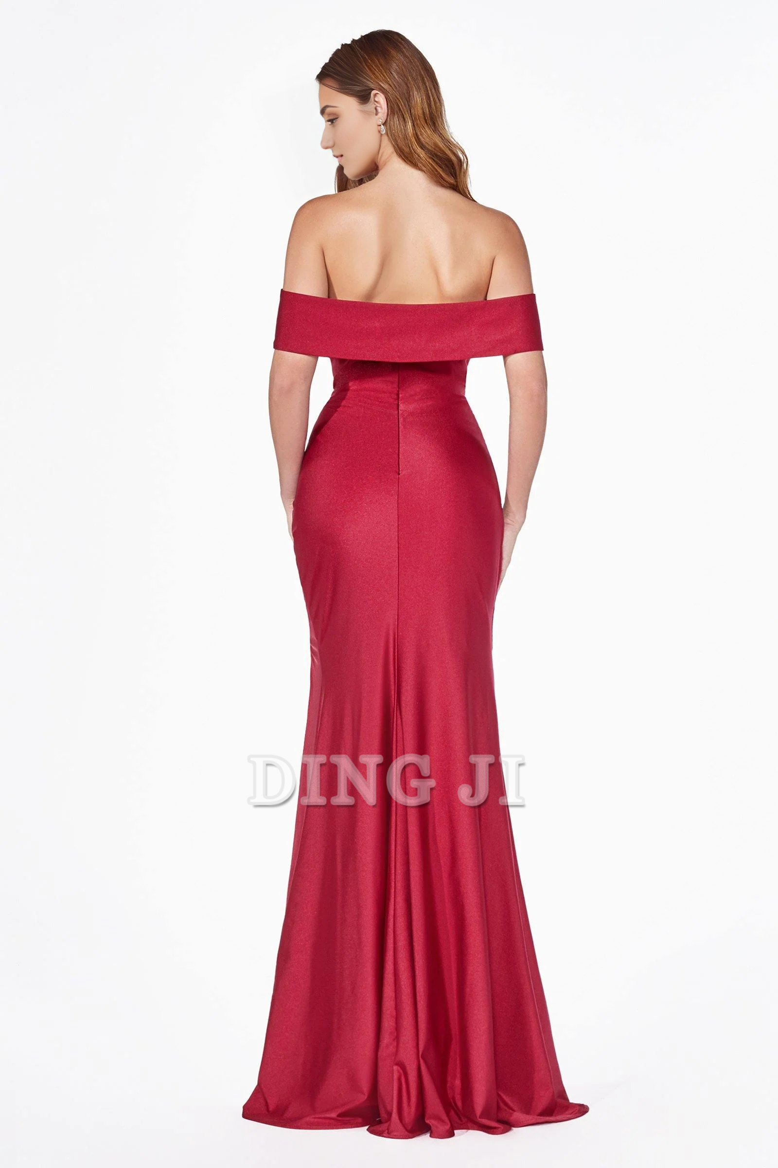 DingJiDress Bridesmaid Dresses Exquisite Off Shoulder Neckline Ruching Bodice Portraying Flattering Silhouette Side Fork Elegant Dresses Wedding Guests Dresses