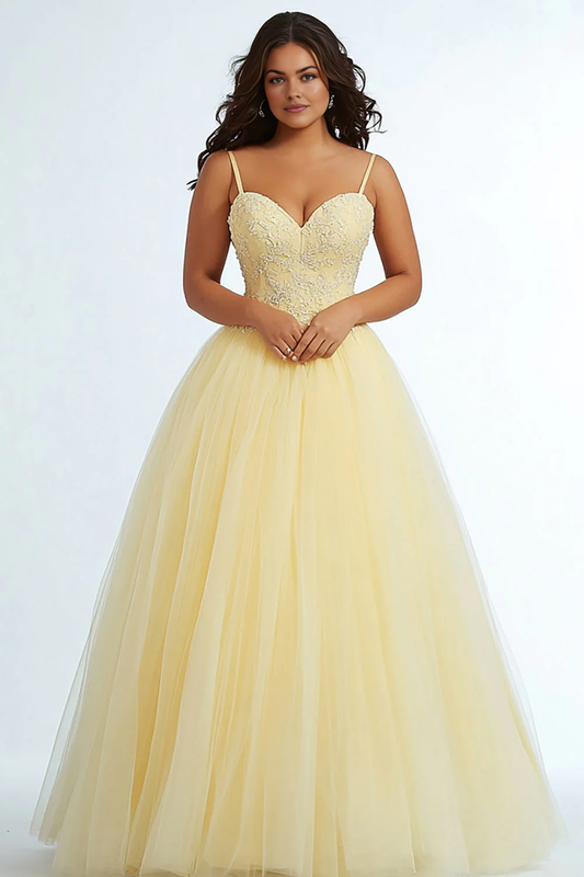 DingJiDress High Quality Dress A Line Spaghetti Strap Sweetheart Long Plus Size With Appliques Elegant Prom Dress