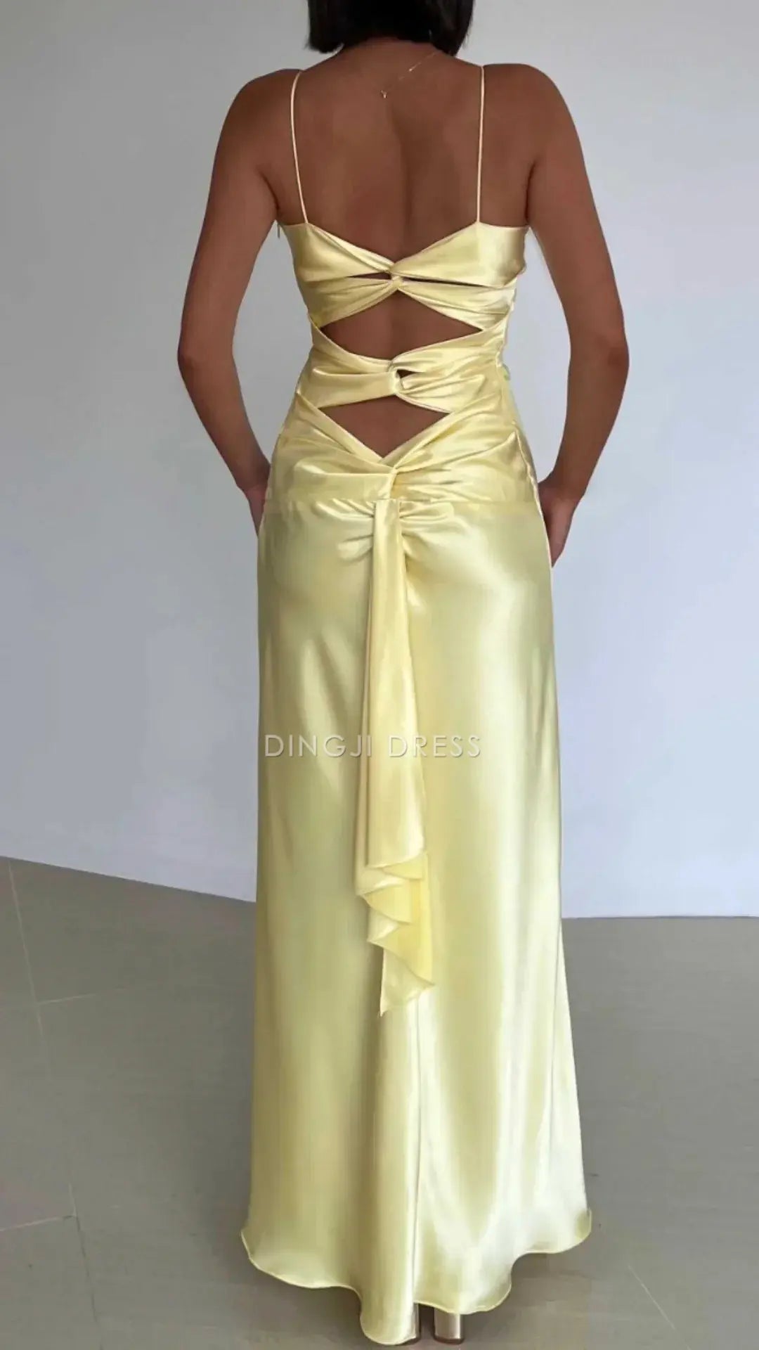 DingJiDress V Neck Spaghetti Strap Sheath Long Exquisite Charming Prom Dress