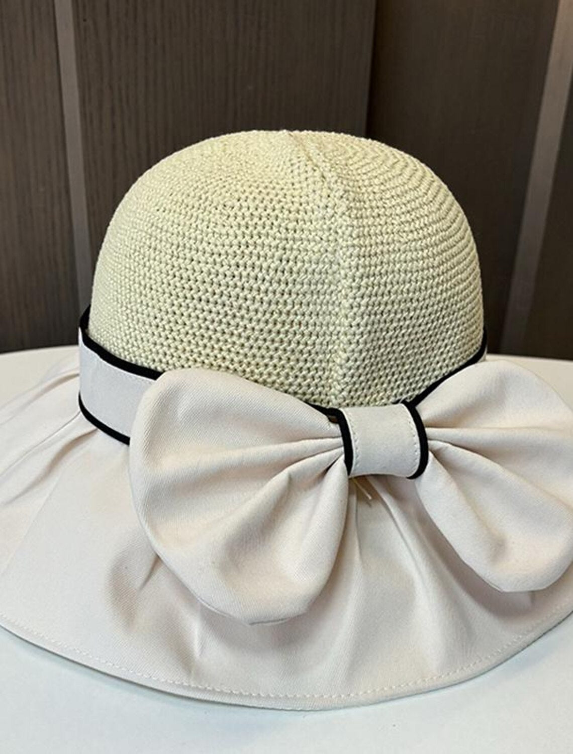 DingJiDress Hats Headwear Straw Bucket Hat Floppy Hat Straw Hat Casual Holiday Elegant Retro With Bowknot Pure Color Headpiece Headwear