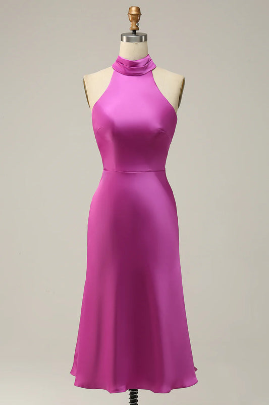 DingJiDress High Quality Dress Fashion Sheath Halter Neck Open Back Short Skirt Simple Prom Dress