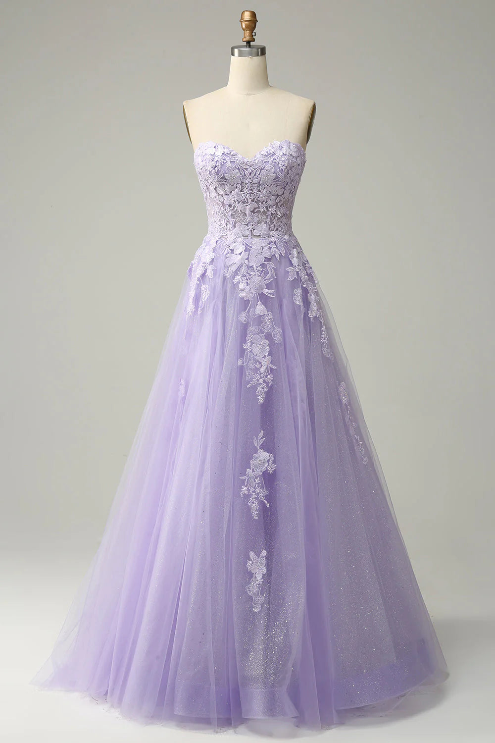 DingJiDress A Line Spaghetti Straps Long Purple Prom Dress with Appliques
