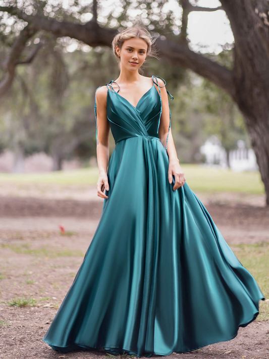 DingJiDress Evening Dress V Neck Lace up A-Line Pleated Floor Length High Quality Elegant Formal Wear Dresses Wedding Guest Dresses