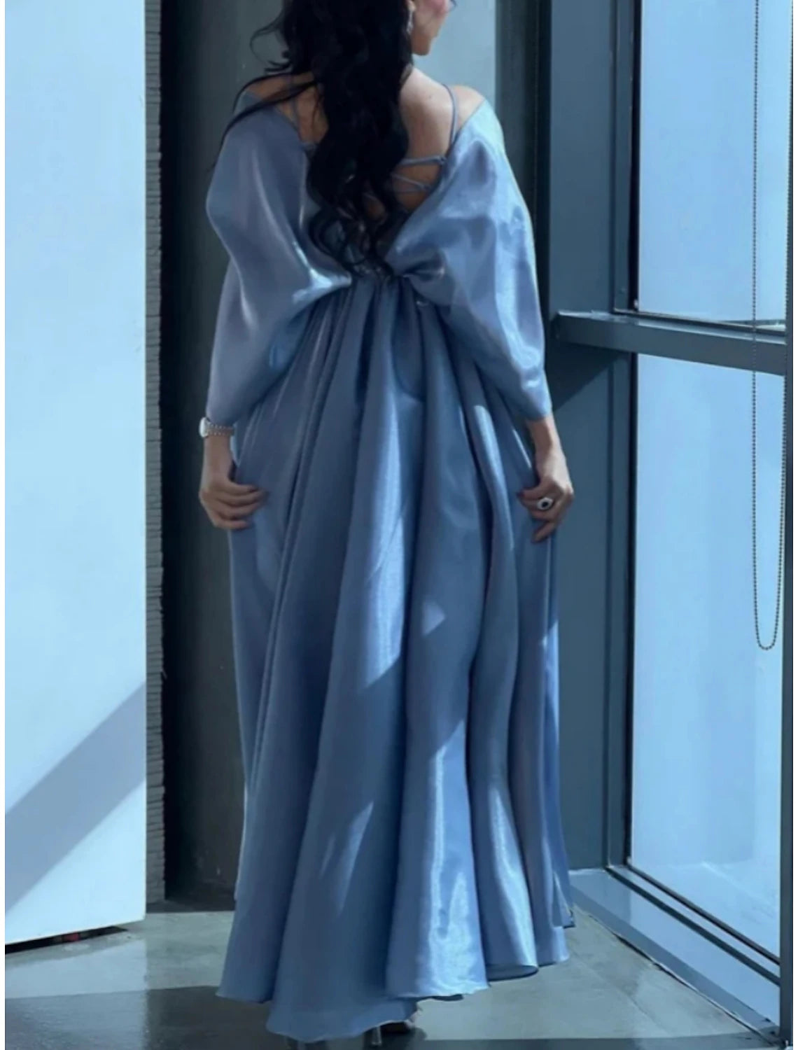 Sheath / Column Evening Gown Elegant Cape Dress Formal Ankle Length Half Sleeve Spaghetti Strap Chiffon with Pleats Ruched