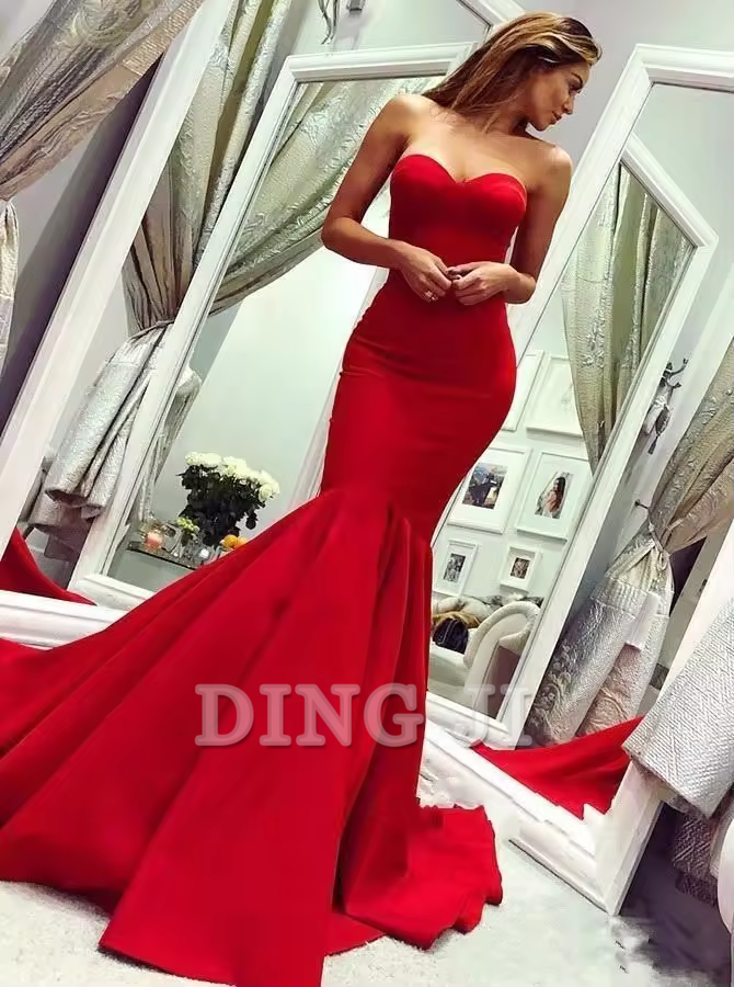 DingJiDress Evening Dress Latest Elegant Long Female Formal Strapless Charming Mermaid Youthful Wedding Guests Dresses