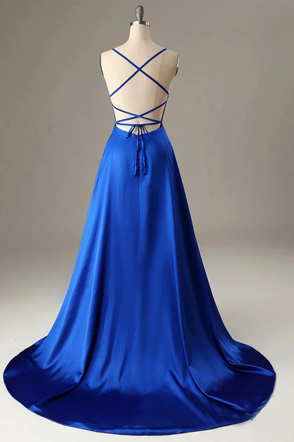 DingJiDress A-Line Prom Dresses Spaghetti Straps Sleeveless Long Front Split