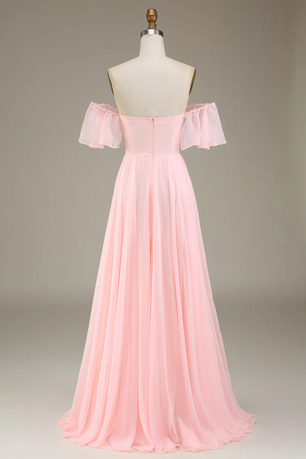 DingJiDress Blush Pink Prom Dresses A-Line Off the Shoulder Long Bridesmaid Dress