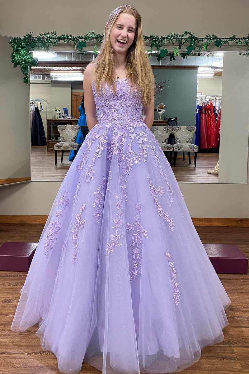DingJiDress Long Evening Dress Lace Up Back Black Straps Floor Length Prom Dress With Appliques