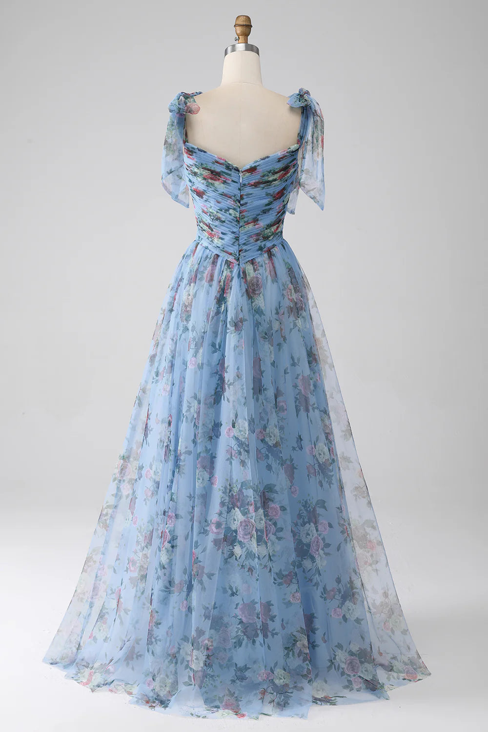 DingJiDress A-Line Lavender Printed Adjustable Straps Long Prom Dress
