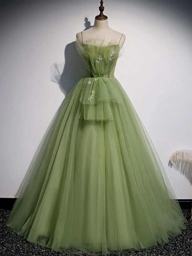 Quinceanera Dress Chic Ball Gown Straps Prom Dress Tulle Floor Length
