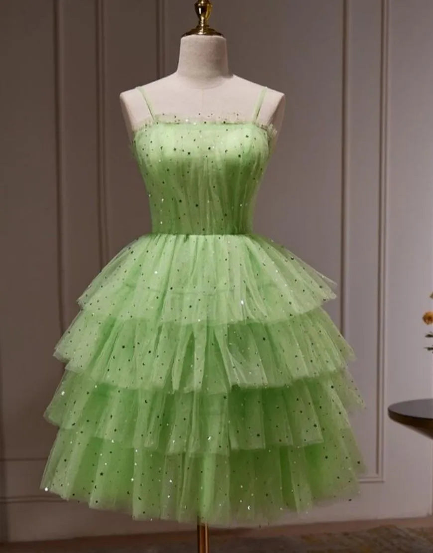 DingJiDress Cute A-Line Four Layers Corset Back Homecoming Dress