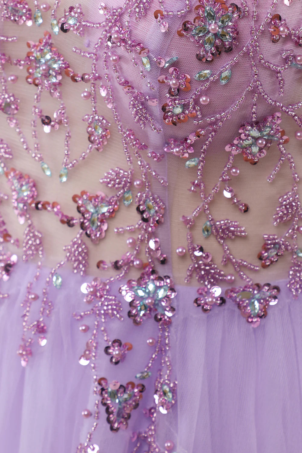 DingJiDress Purple Beaded Tulle Long Prom Dress
