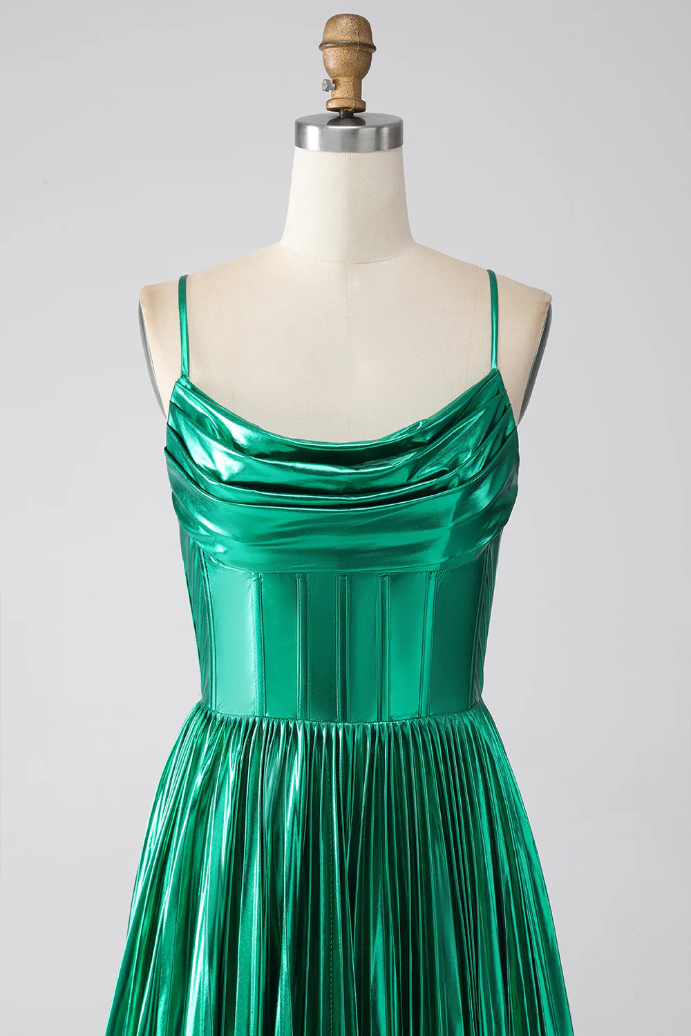 DingJiDress A-line Dark Green Corset Prom Dress with Slit