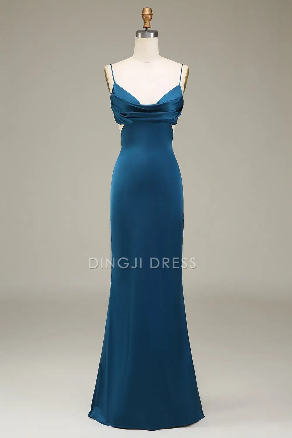DingJiDress Charming Mermaid Sheath Spaghetti Straps Low-Cut Backless Elegant Party Dress Hot Sale Prom Dress