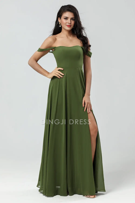DingJiDress Formal Wear Dresses Exquisite A Line Sweetheart Neckline Off Shoulder Ruched Side Fork Elegant Party Dress Hot Sale Prom Dress