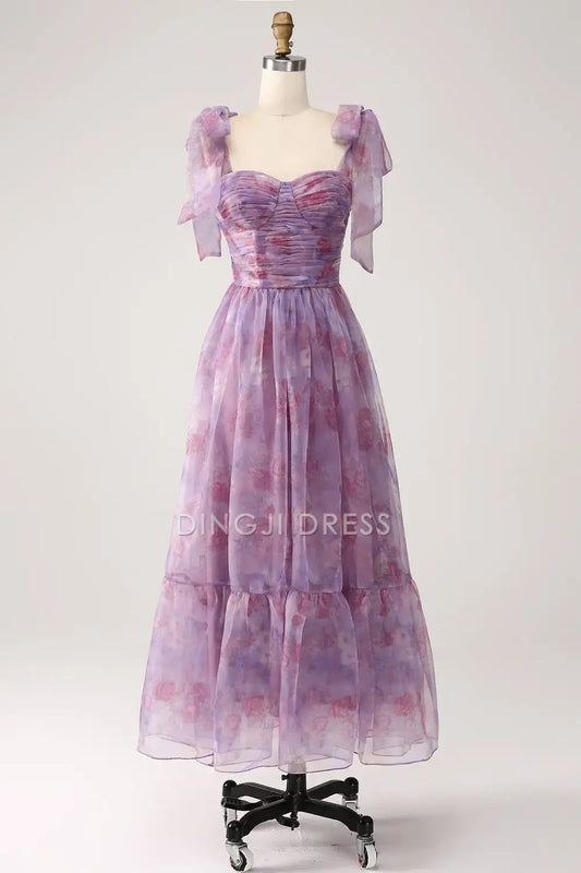 DingJiDress Hot Sale Prom Dress A Line Sweetheart Backless Retro Pleated Printed Fashion Long Formal Dresses