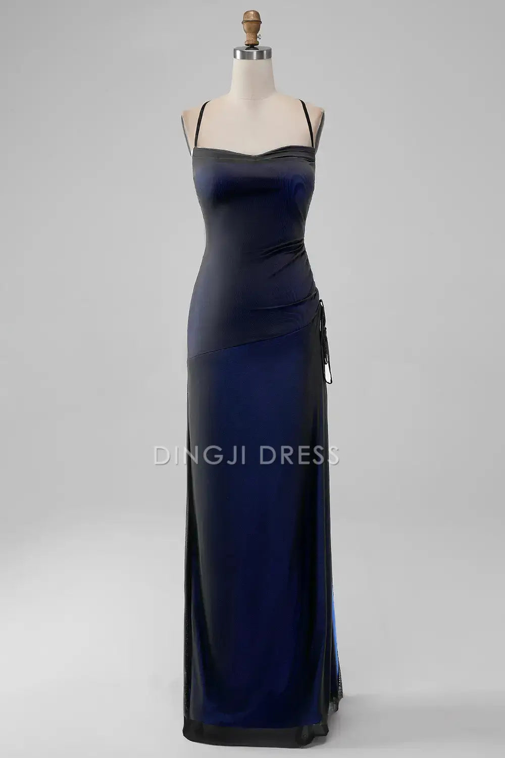 DingJiDress Hot Sale Prom Dress Charming Sheath Spaghetti Straps Backless Side Fork Floor Length Sexy Formal Dresses