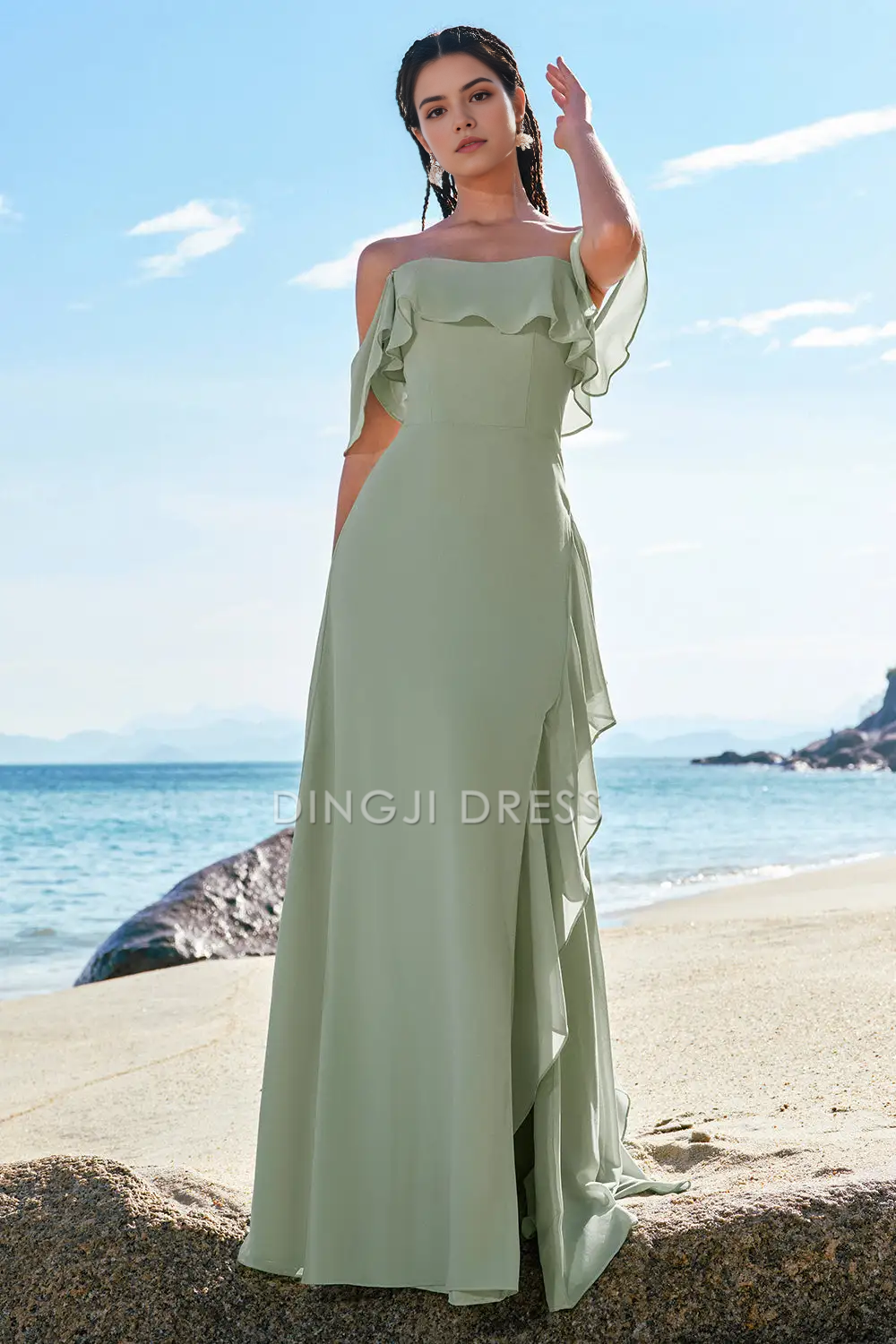 DingJiDress Hot Sale Prom Dress Sheath Off The Shoulder Sweetheart Ruched Backless Elegant Long Formal Dresses