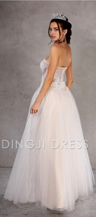 DingJiDress Hot Sale Wedding Dress Gorgeous A-line Strapless Sweetheart Neckline Corset Lace Applique Fashion Formal Wear Dresses