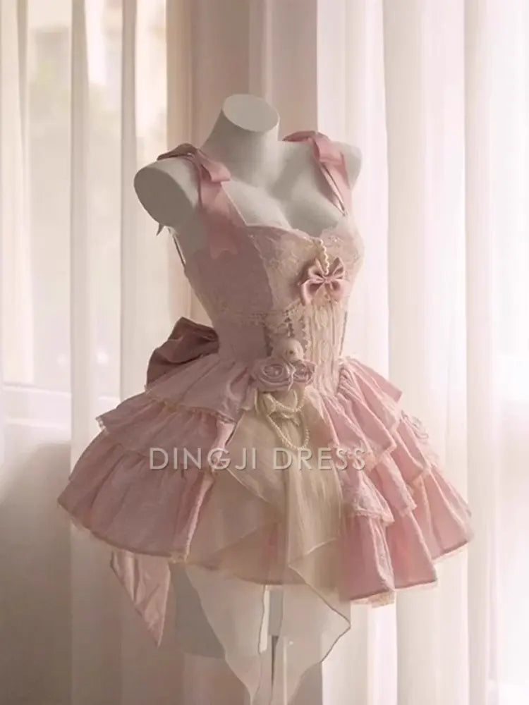 DingJiDress Mini Dress Cute Straps Sweetheart Neckline Sleeveless Bow Birthday Dresses Discount Hot Sale Homecoming Dress