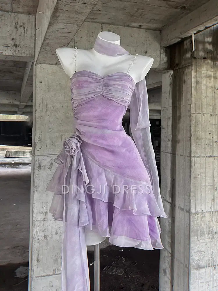 DingJiDress Mini Dress Exquisite Sheath Bead String Spaghetti Straps Pleated Sweetheart Neckline Chic Cocktail Dresses Birthday Outfits Discount Hot Sale Homecoming Dress