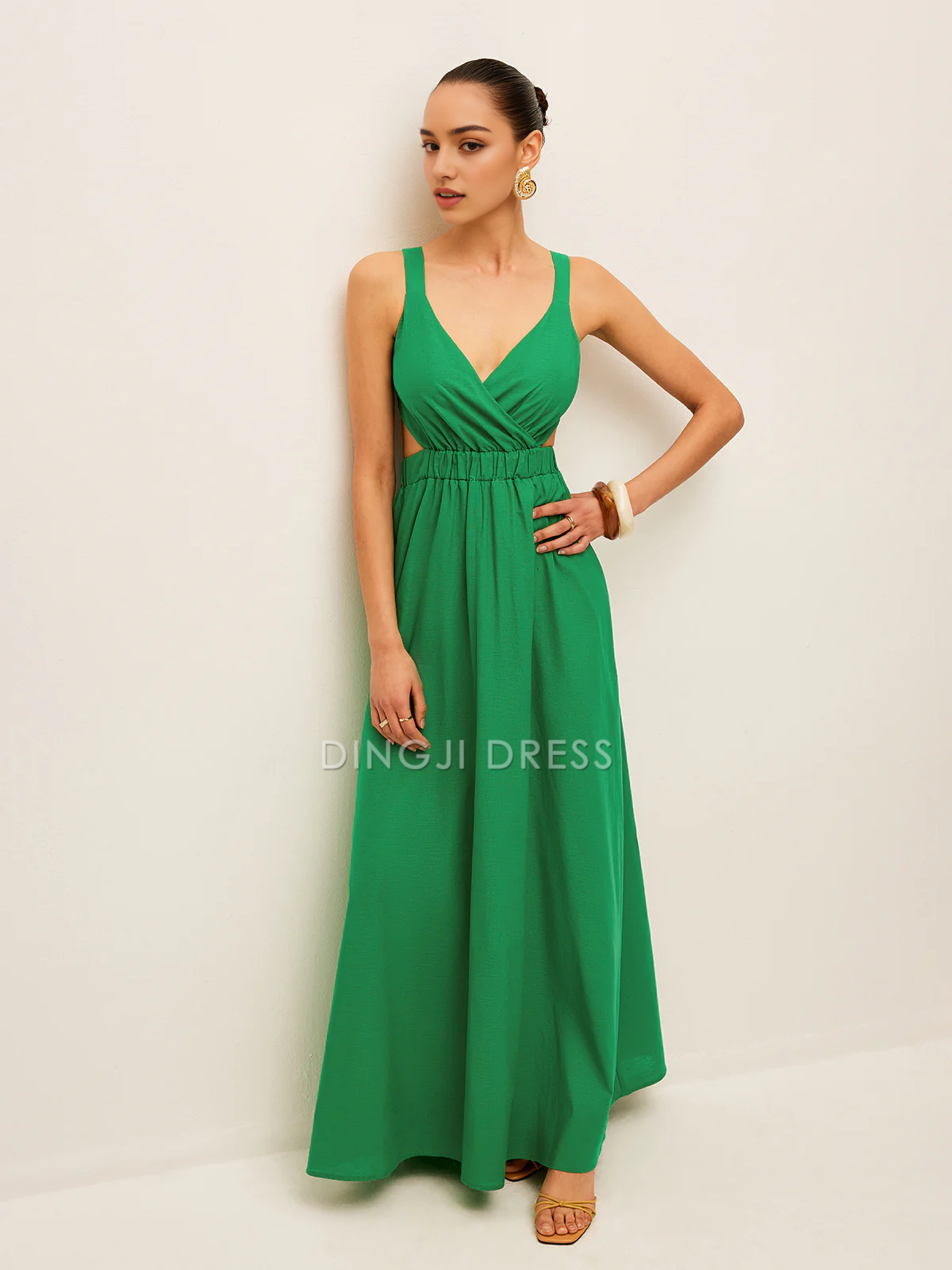 DingJiDress Party Dress A Line V Neck Sleeveless Back Tie Backless Fashion Dress Hot Sale Prom Dress