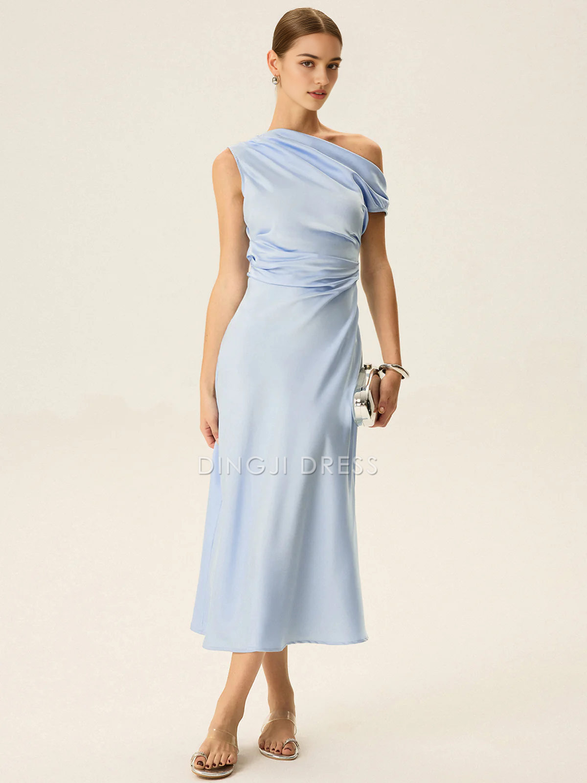 DingJiDress Party Dress Fashion Sheath/Column One-Shoulder Pleated Elegant Simple Dress Hot Sale Prom Dress