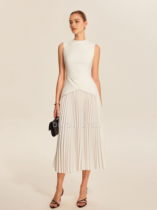 DingJiDress Party Dress Sheath/Column Crew Neck Sleeveless Pleated Fashion Hot Sale Prom Dress